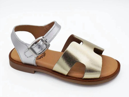 Metallic-Leder-Sandalen für Mädchen