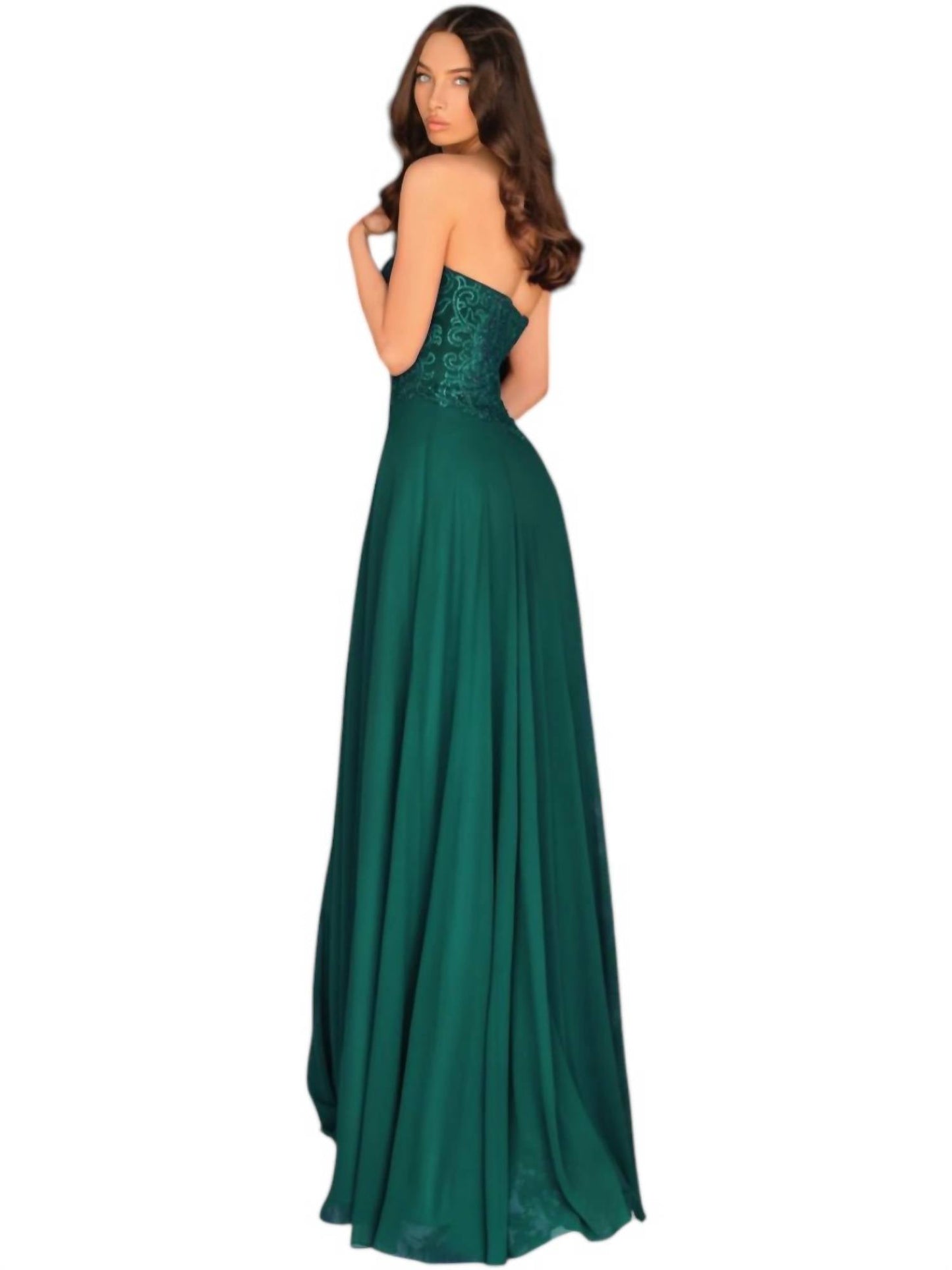 Trägerloses Maxi-Kleid mit ausladendem Rock