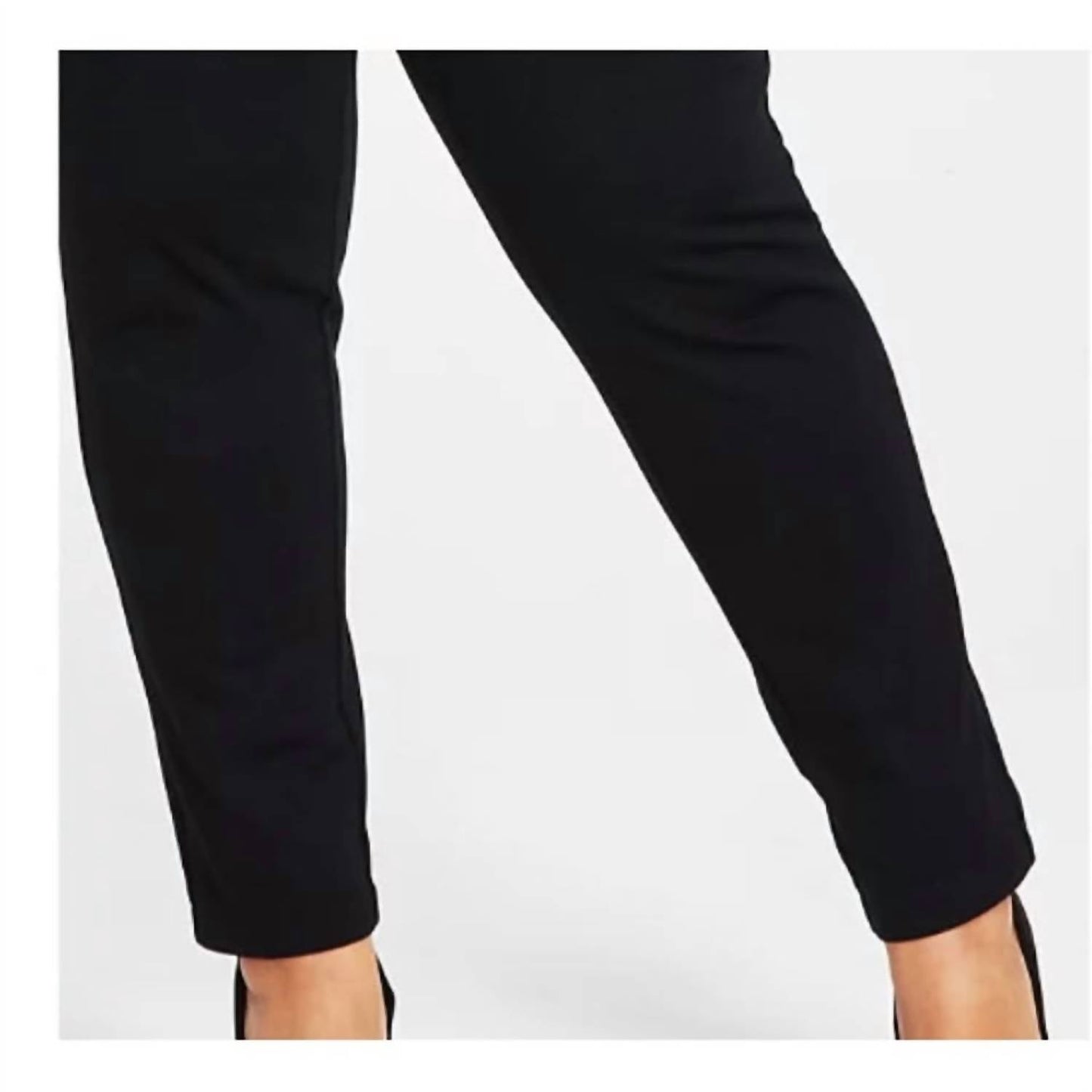 Große Größen Skinny-Leg Pull-On Mid-Rise Basic Schwarze Ponte-Hose