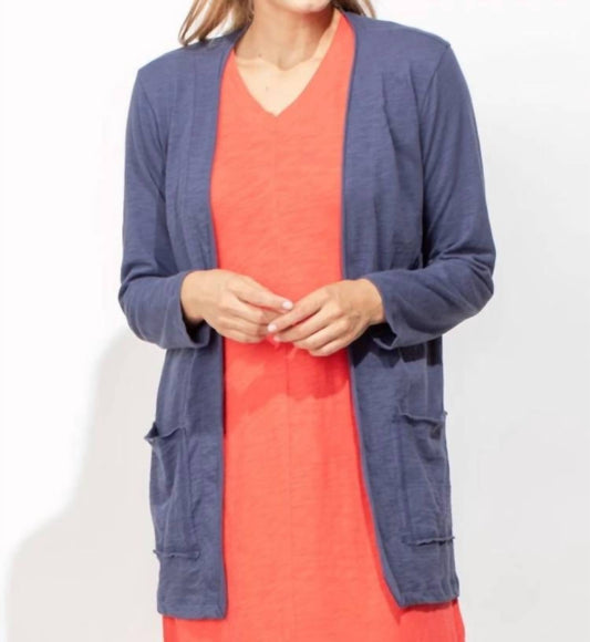 Cotton Slub Open Front Cardigan