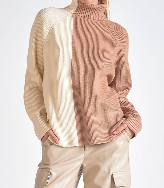 Pullover Rollkragen Colorblock Top