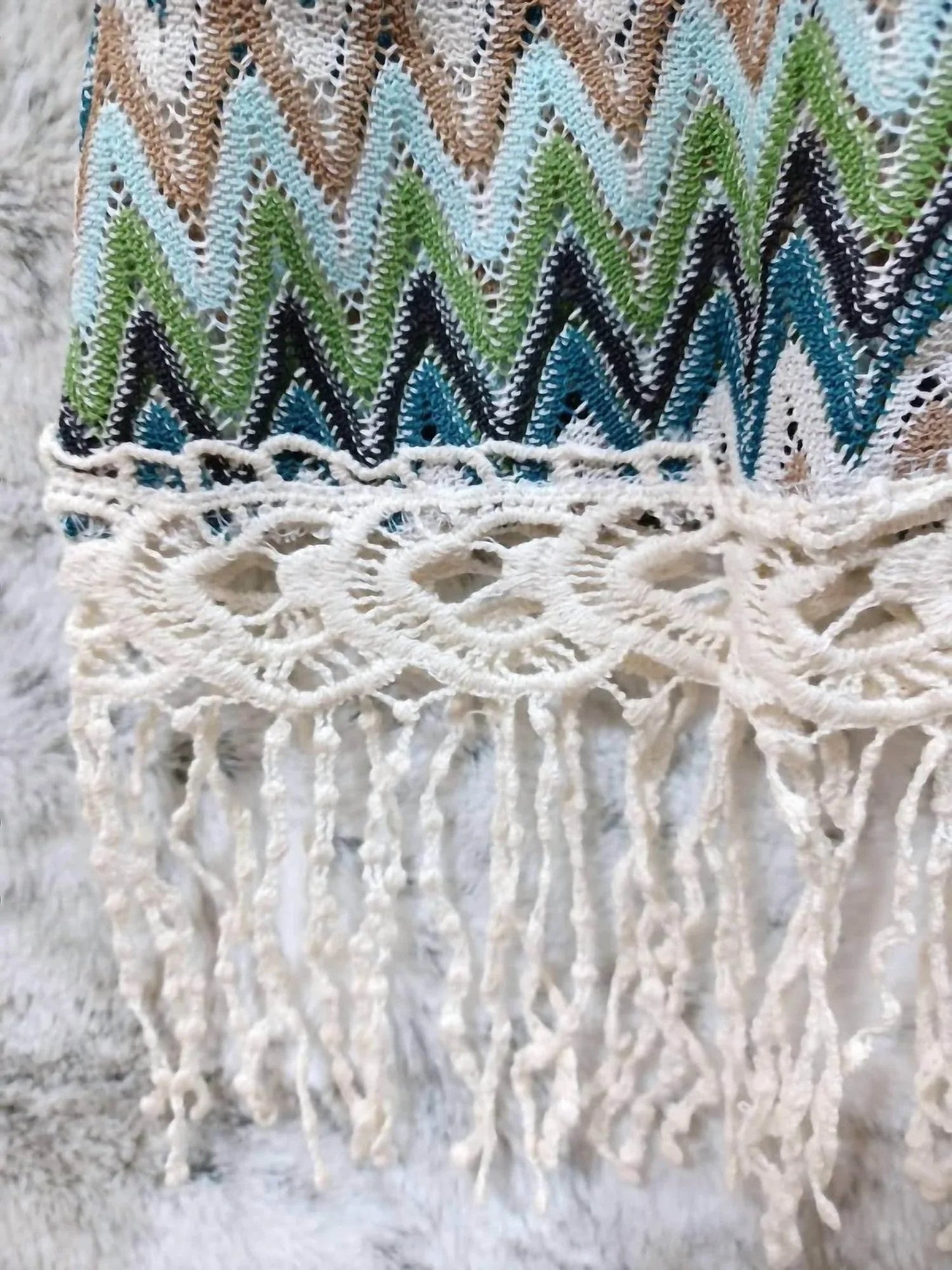 Back Lace Up Fringe Tunic Top