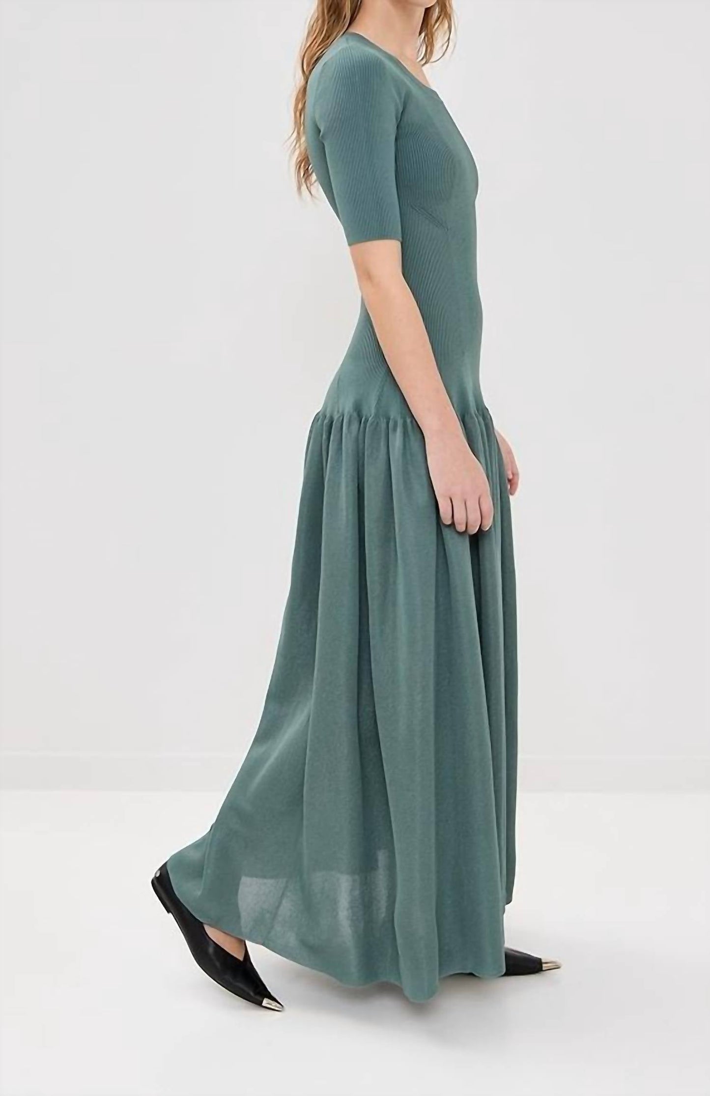 Maisie Gathered Stretch Knit Maxi Dress