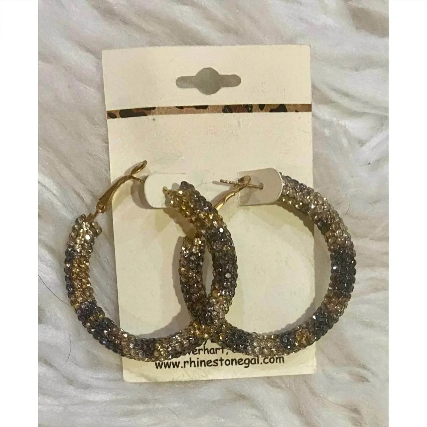 Women's Leopard Crystal Rhinestone Hoop Earrings