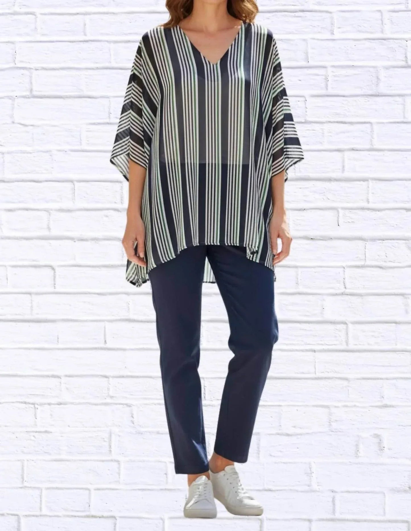 Striped Chiffon Kaftan Top