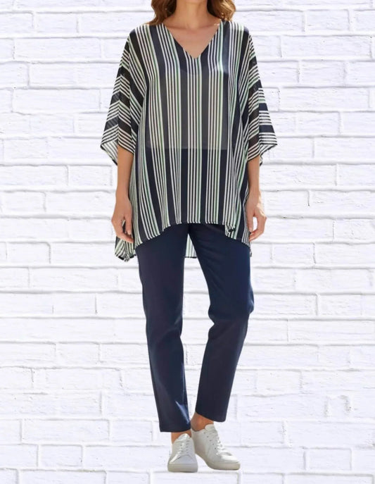 Gestreiftes Chiffon-Kaftan-Oberteil