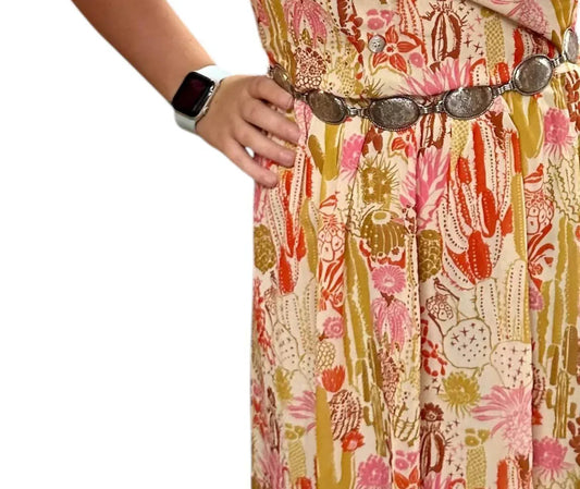 Western-inspiriertes Maxikleid mit Kaktus-Print