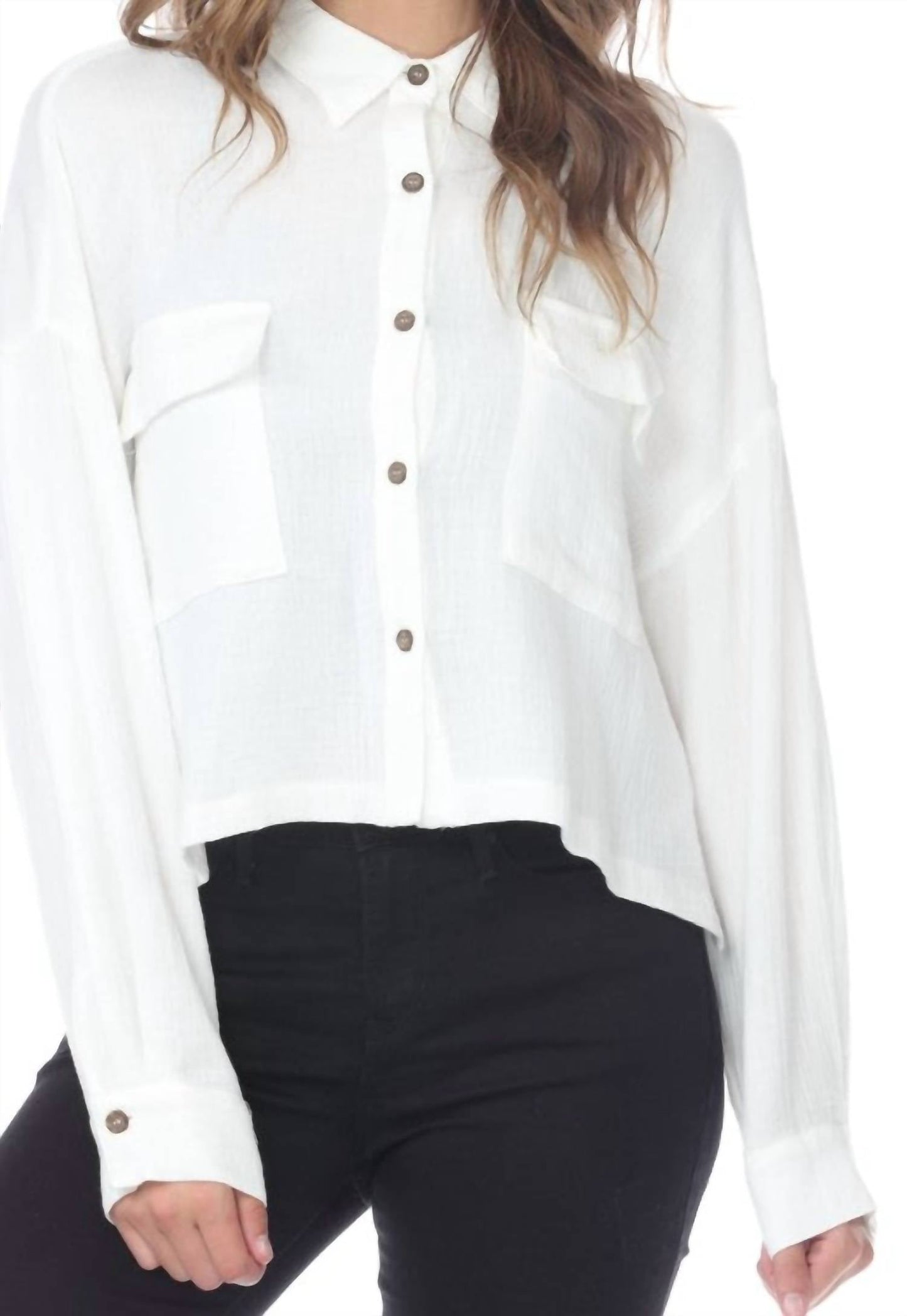 Lumi Langarm-Bluse mit Knopfleiste