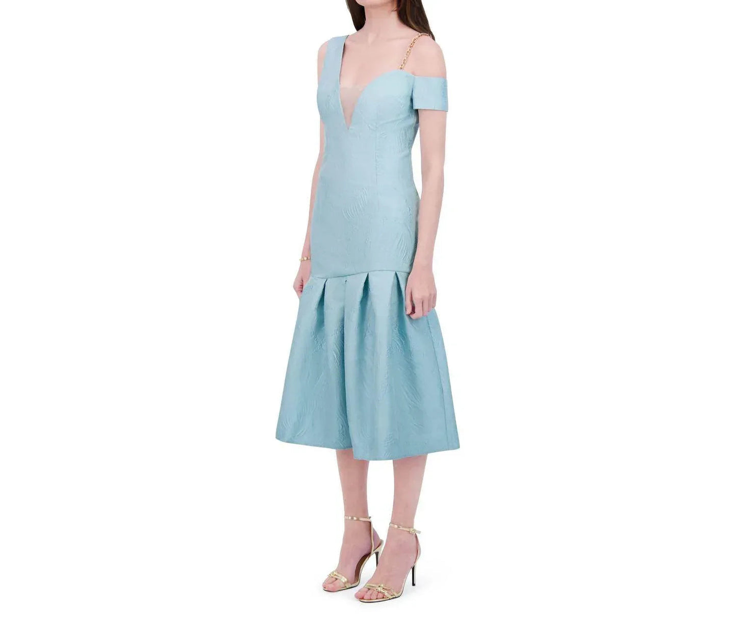 Tea Garden Off-shoulder V-neck Dress