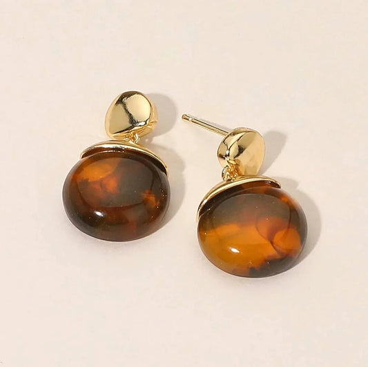 Women's Isla Marbled Resin Round Pebble Earrings