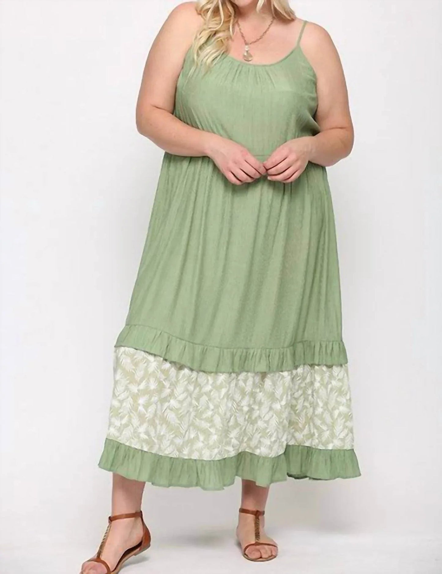 Maxikleid mit Blätterdruck