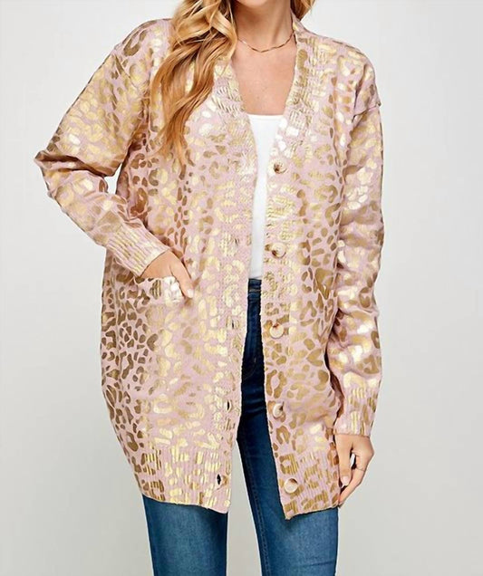 Foil Animal Print Long Cardigan