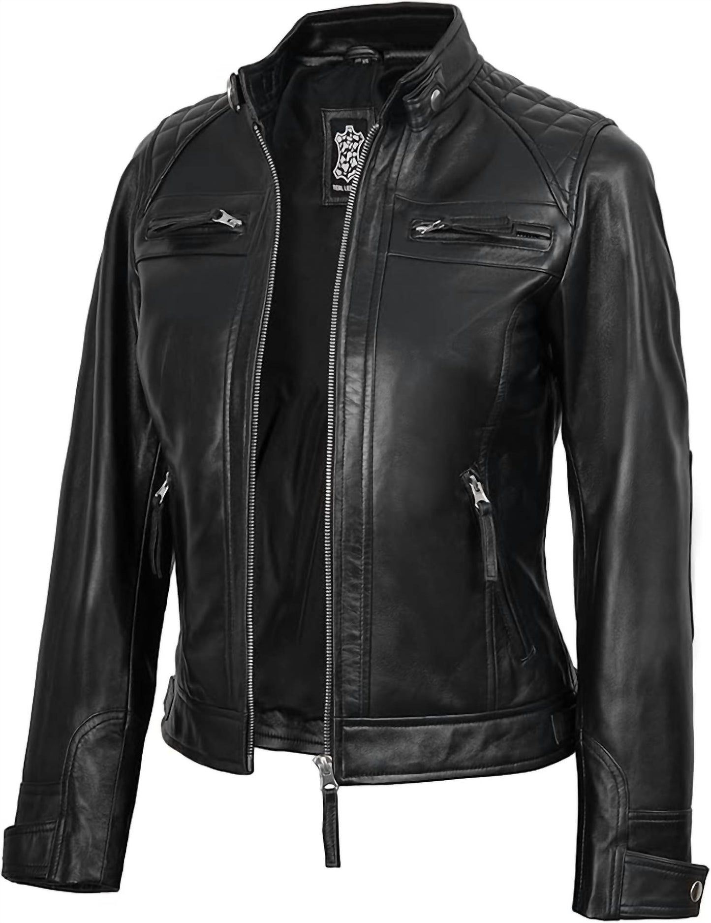 Damen-Lederjacke mit echten Diamanten
