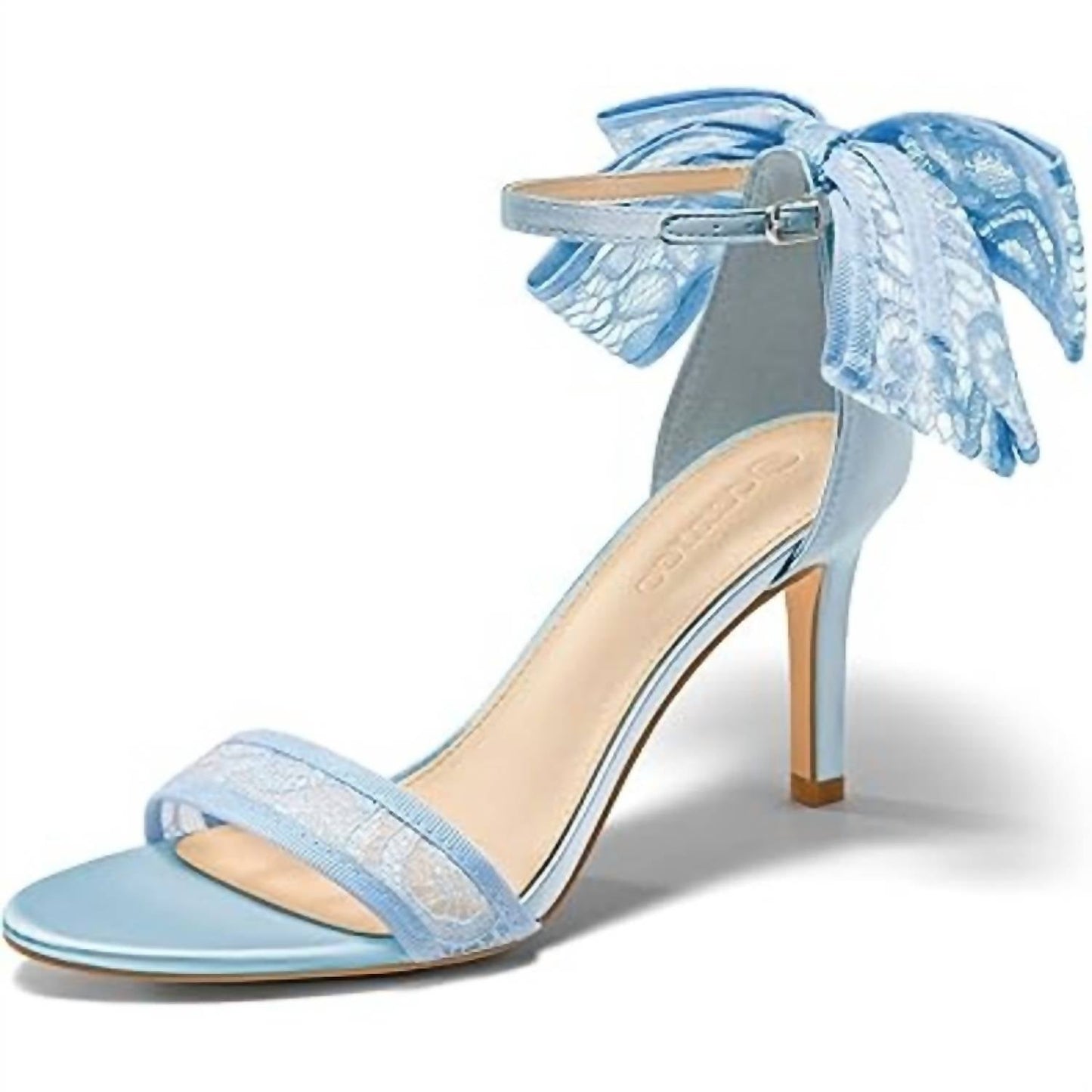 Damen Schnürschleifen-High-Heels, 9 cm, offene Spitze, Knöchelriemchenschuhe