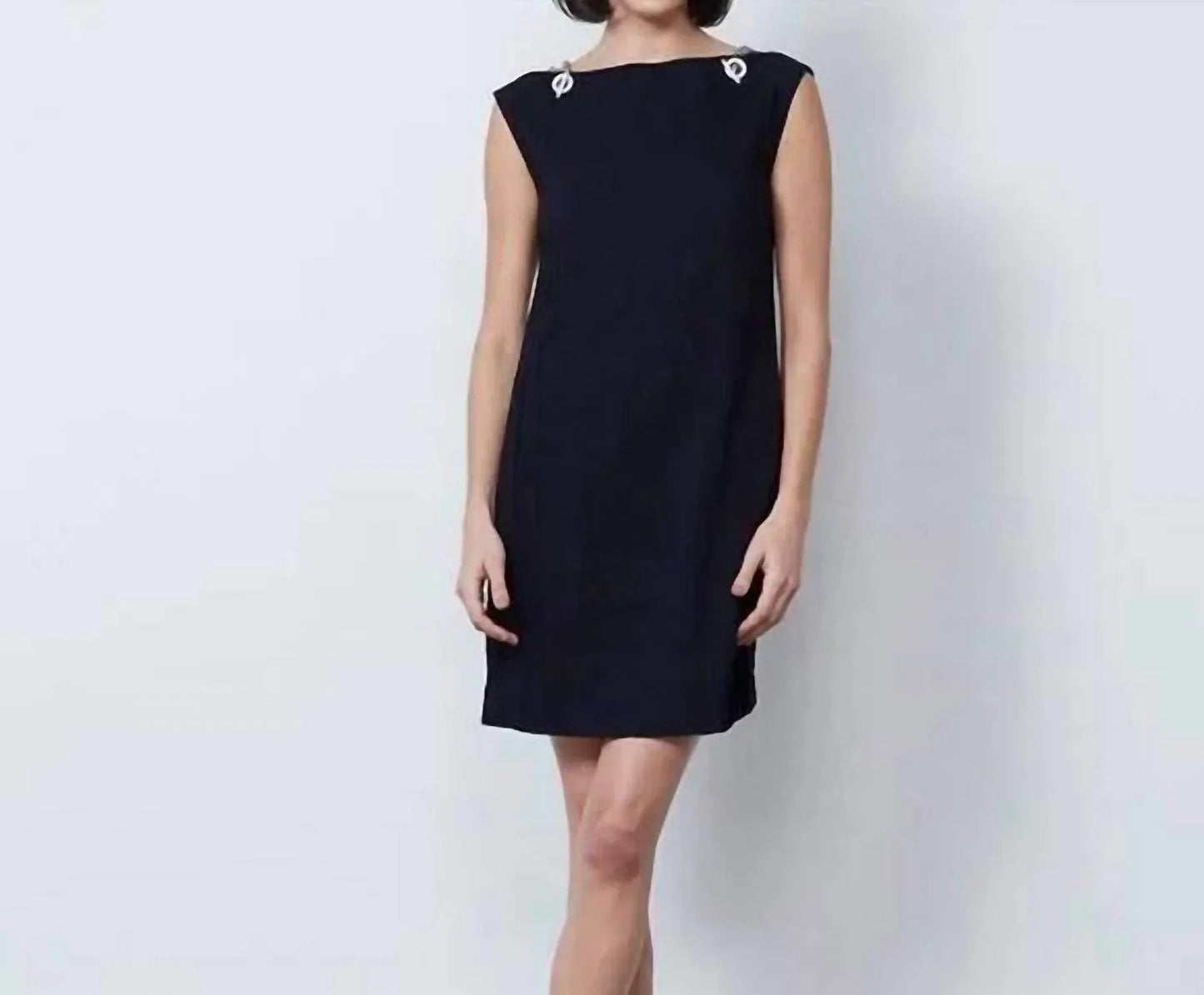 Plisse-Jacquard-T-Shirt-Kleid im Marine-Look