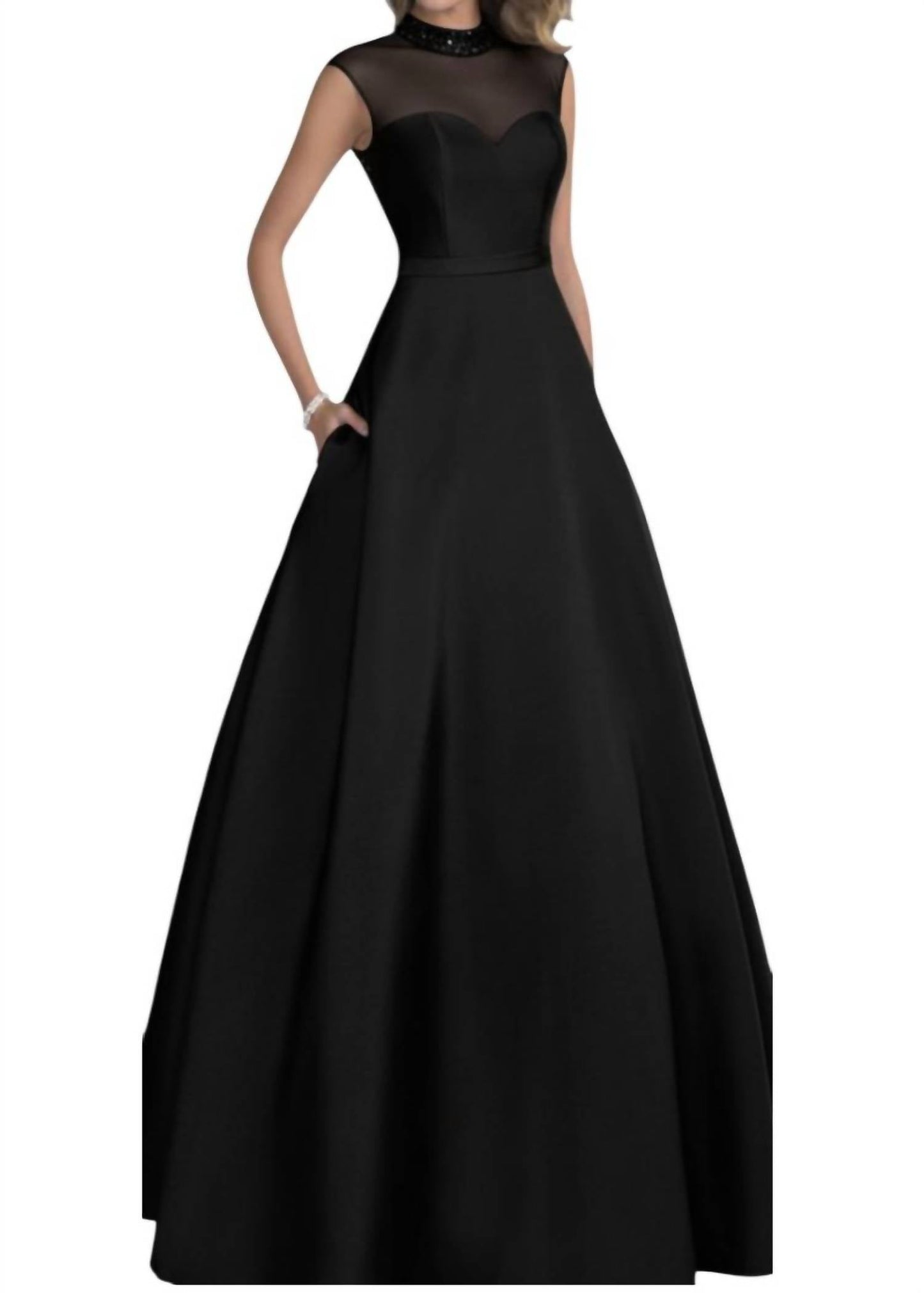 Ärmelloses Maxikleid mit Stehkragen