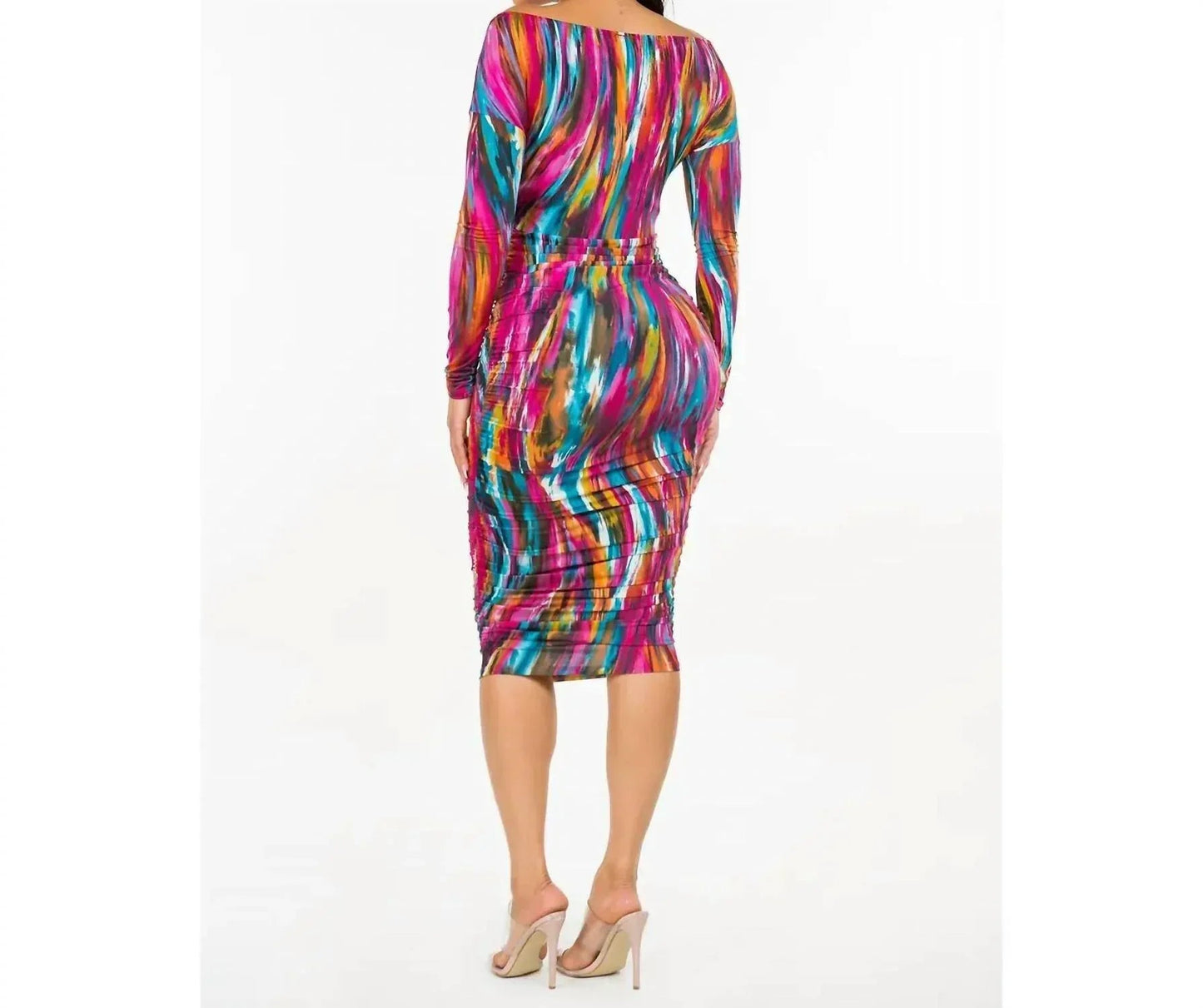 Wrap Shirred Midi Dress
