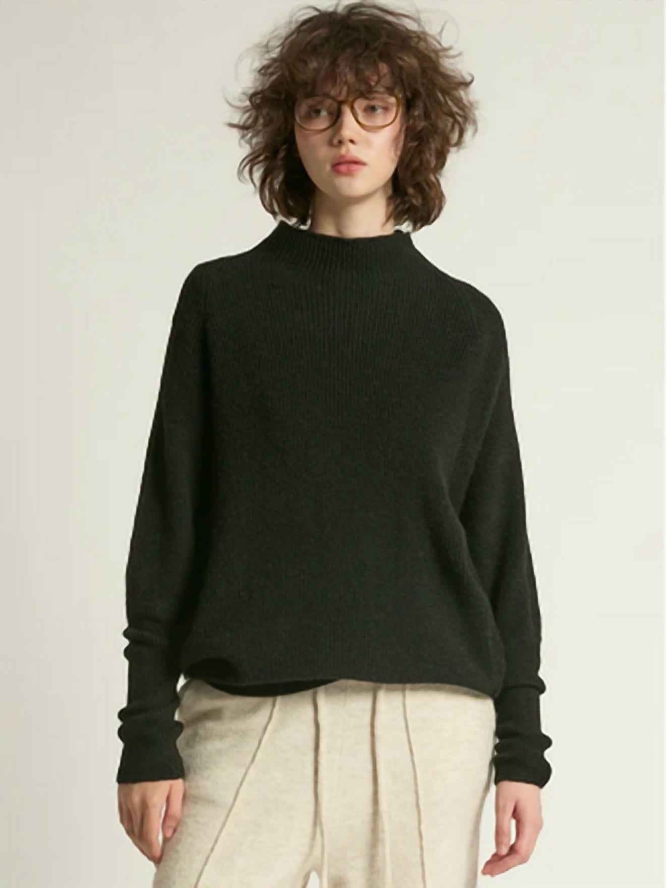 Mockneck Batwing Sleeves Sweater