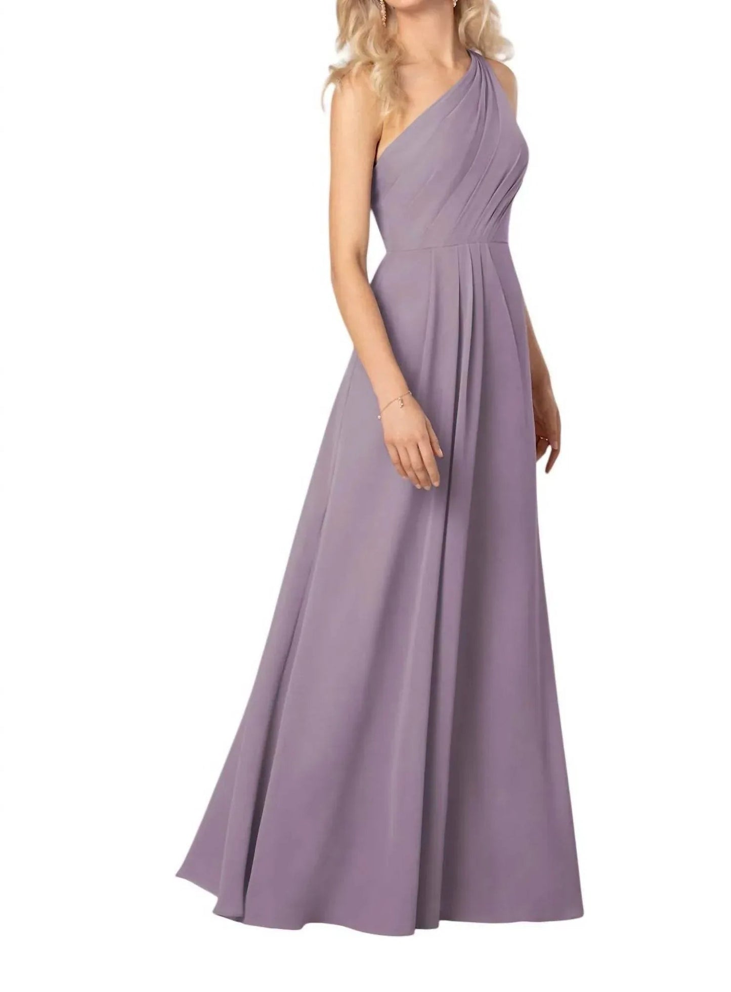 Einfaches, gerafftes Brautjungfernkleid mit One-Shoulder-Träger