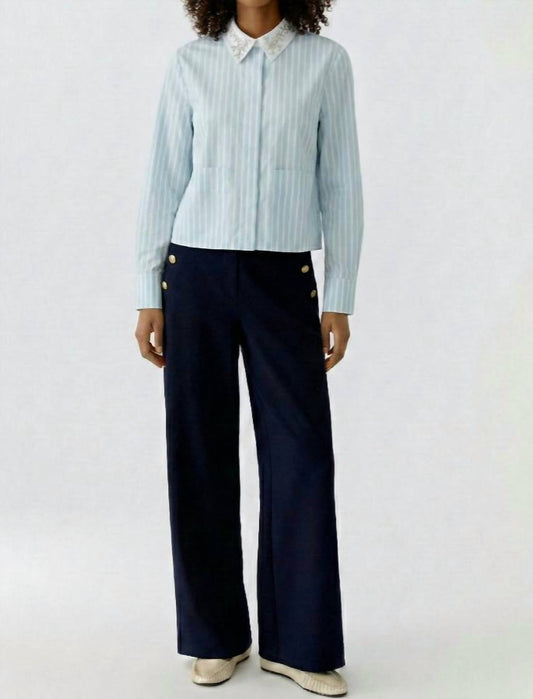Bluse mit Knopfleiste und Schmuckkragen