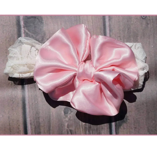 Baby Girls Vintage Lace And Satin Bow Headband