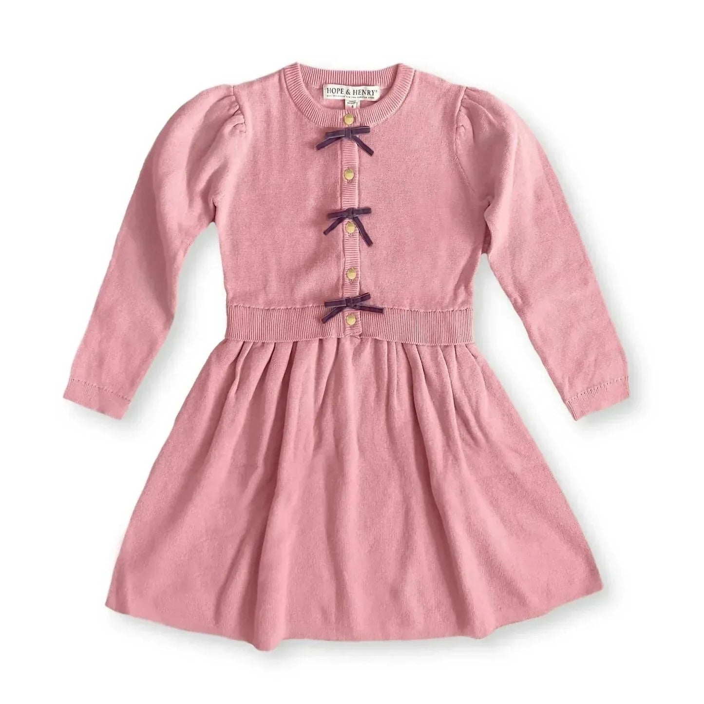 Girls' Organic Button Front Sweater Dress