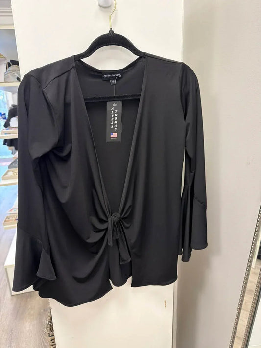 Women's Tie Bell Sleeve Top Cardigan