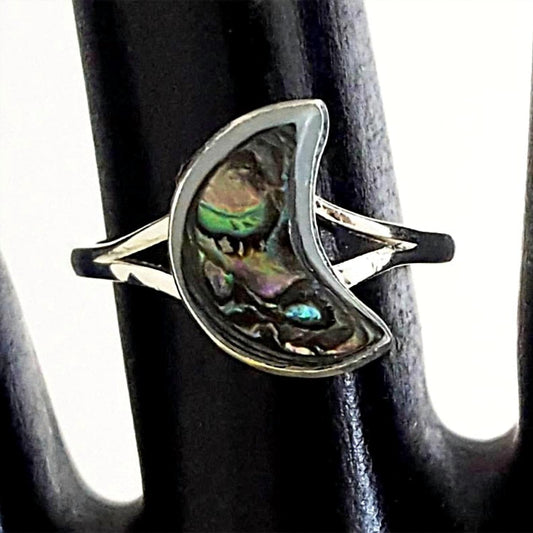 Women's Crescent Moon Abalone Ring