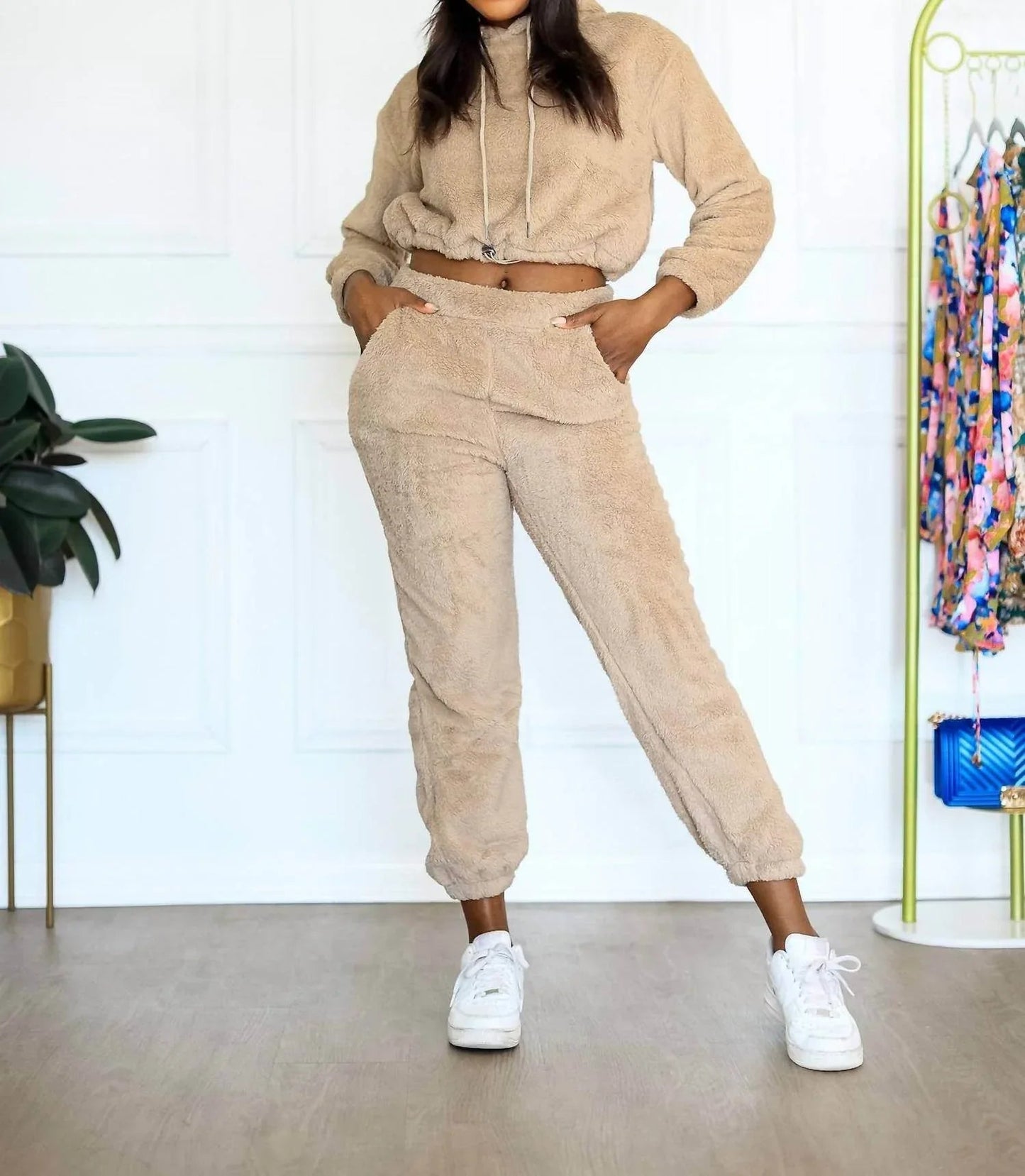 Cropped Hoodie Jogger-Set für Damen