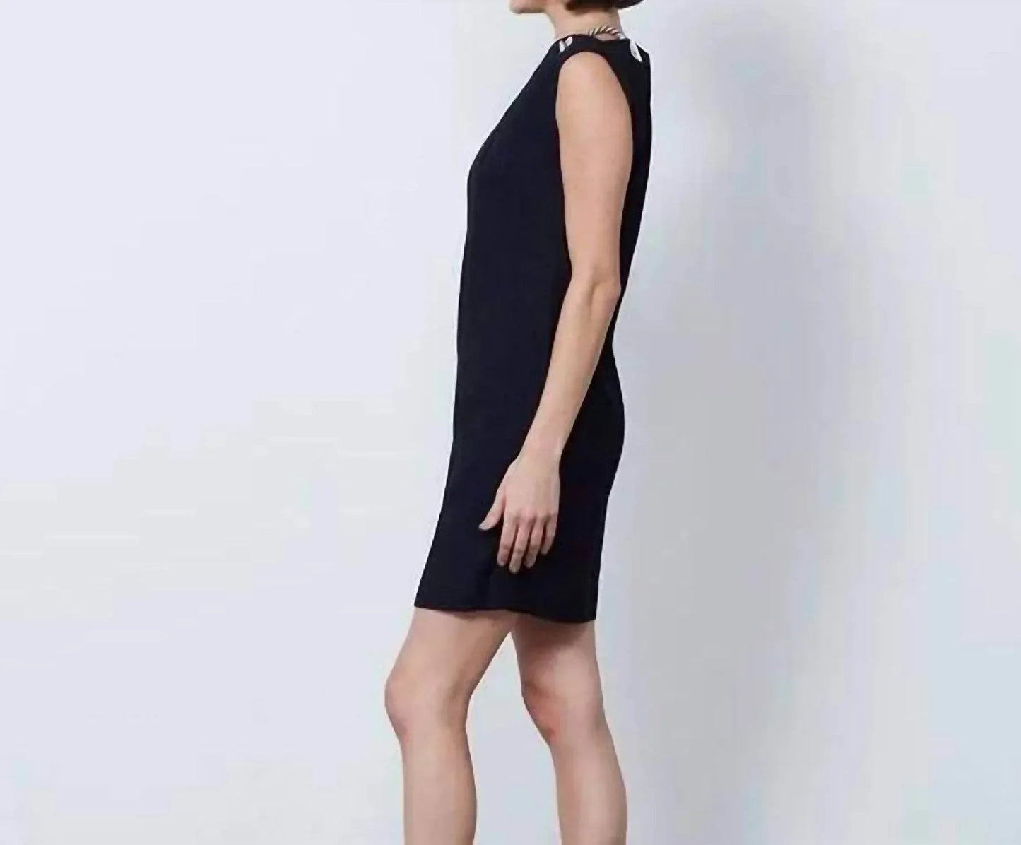 Plisse-Jacquard-T-Shirt-Kleid im Marine-Look