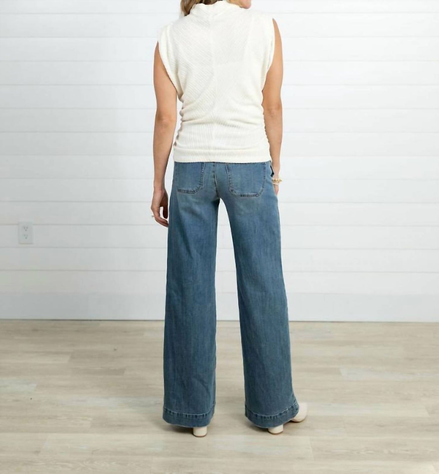 Porkchop-Taschen-Jeans mit weitem Bein