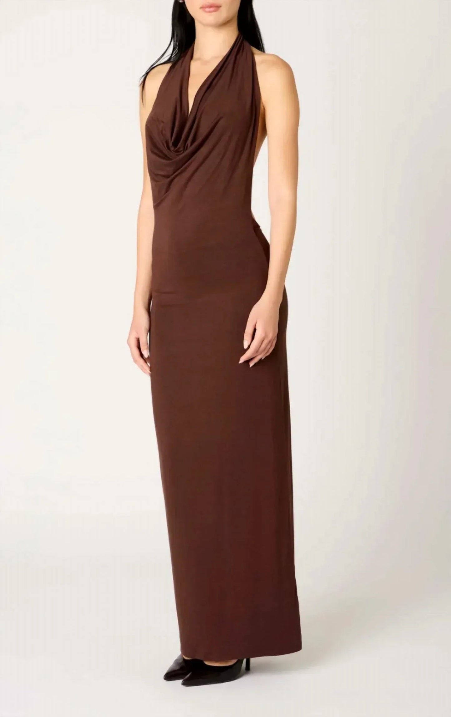 Halter Cowl Neck Bodycon Maxi Dress