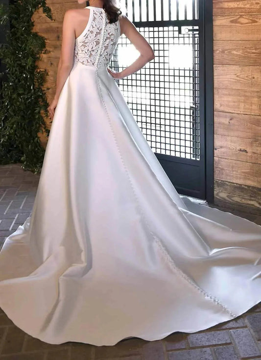 Classic V-neckline Ballgown Wedding Dress
