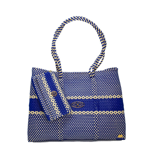 Women's Travel Woven Striped Tote Bag With Clutch