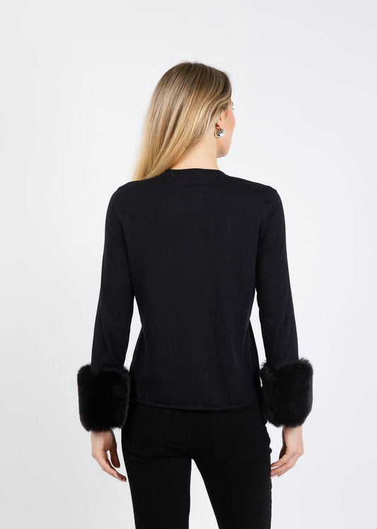 Crew Neck Long Sleeve Sweater With Fur