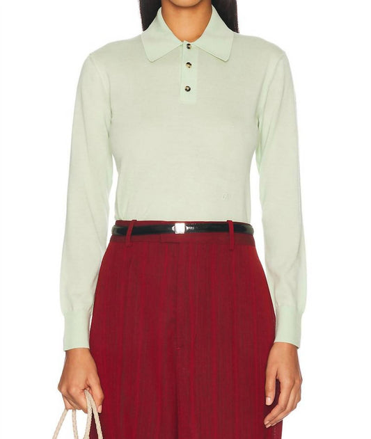 Fine Cashmere Crop Polo Embroidery Shirt