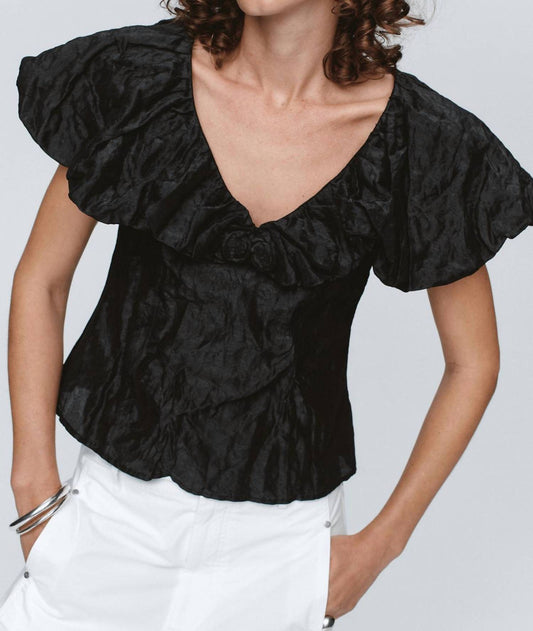 Andre Textured Ruffle Top