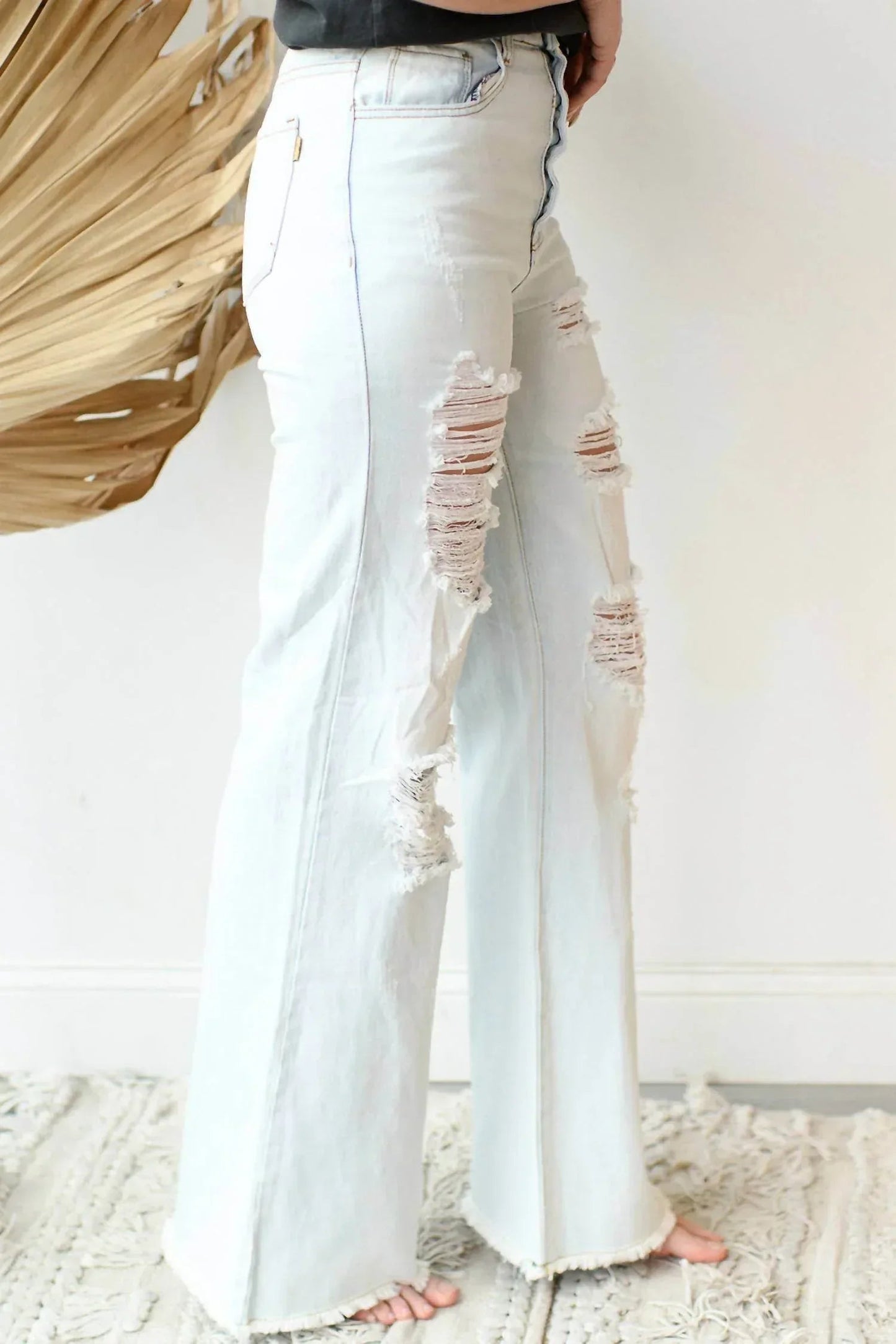 Gib mir 5 Button Up Wide Leg Jeans