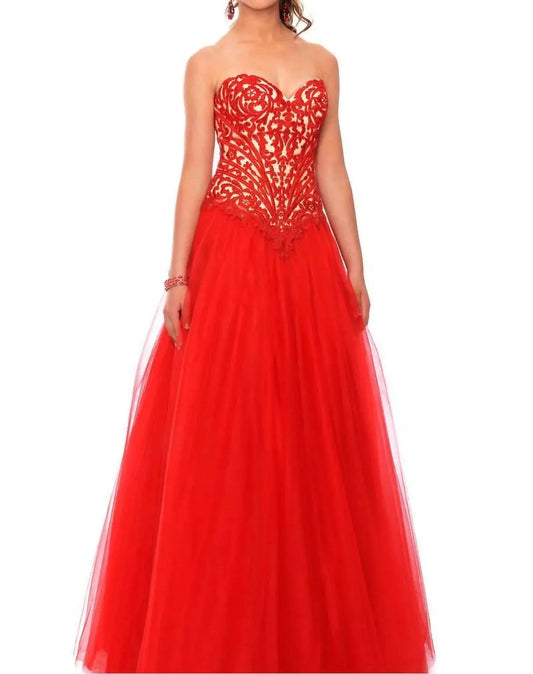 Embroidered Lace And Illusion Prom Dress