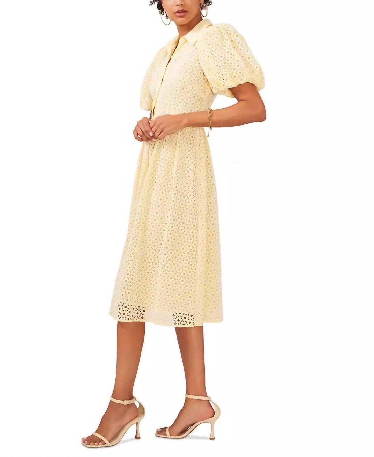 Baumwollkleid mit Ballonärmeln