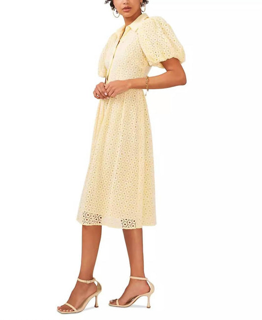 Balloon-sleeve Cotton Dress