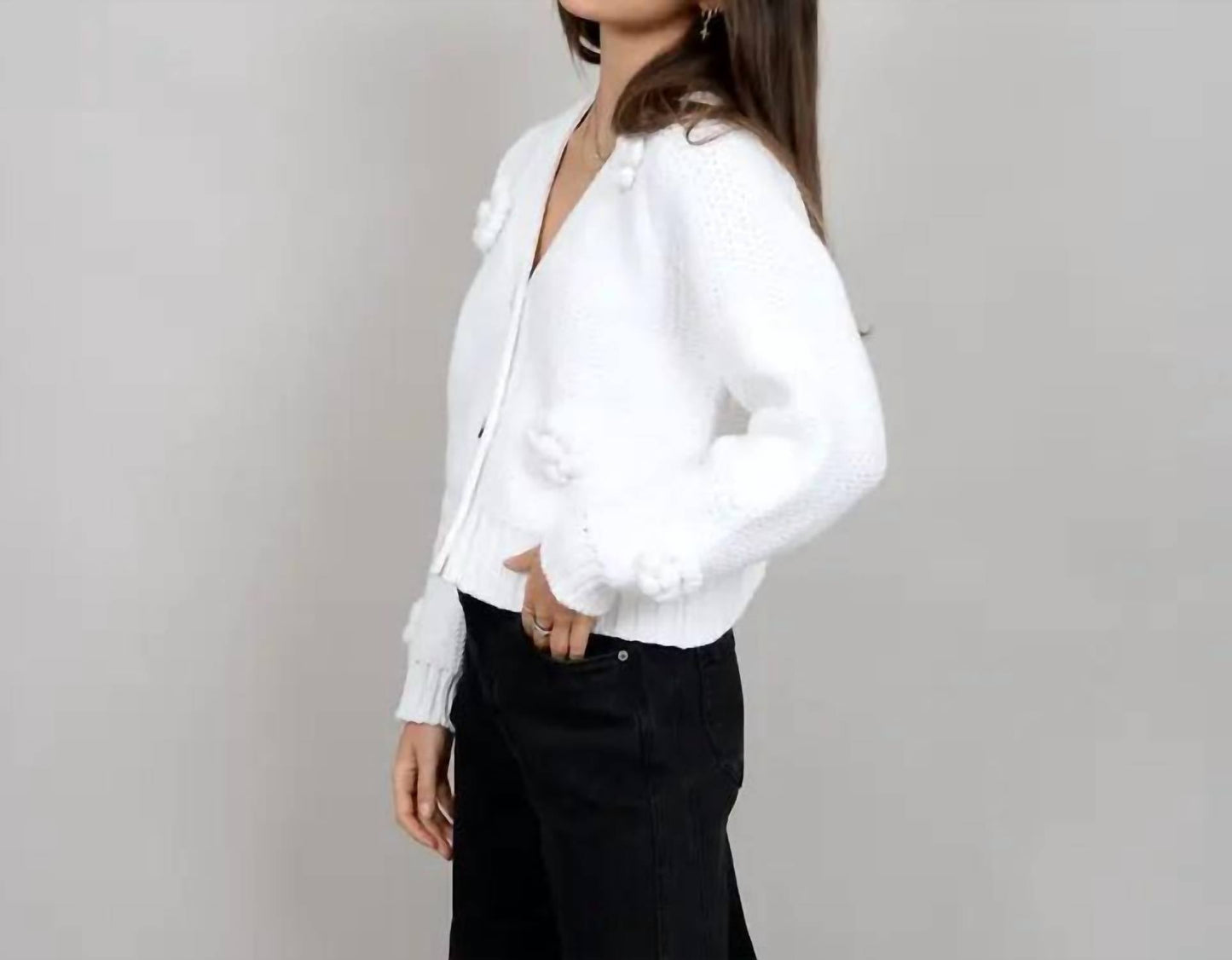 Lysandra Langarm-V-Ausschnitt-Cardi-Top