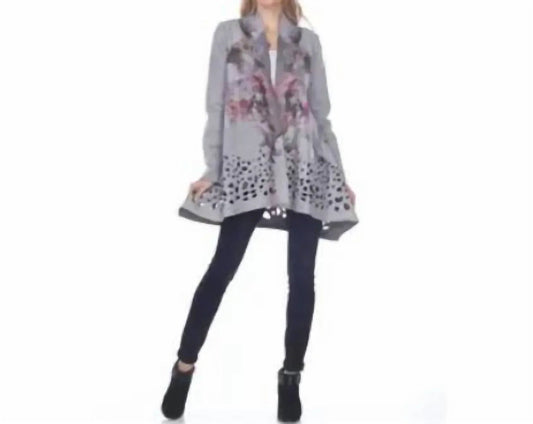 Wildleder-Pelz-Vogel-Cardigan