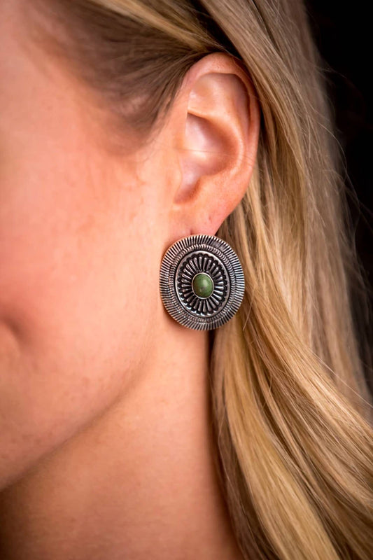 Women's Oval Concho Earrings