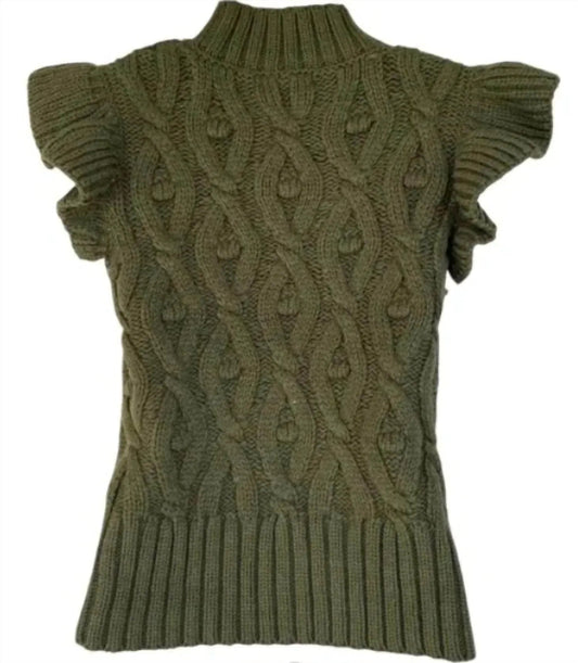 Flutter Sleeve Cable Knit Sweater