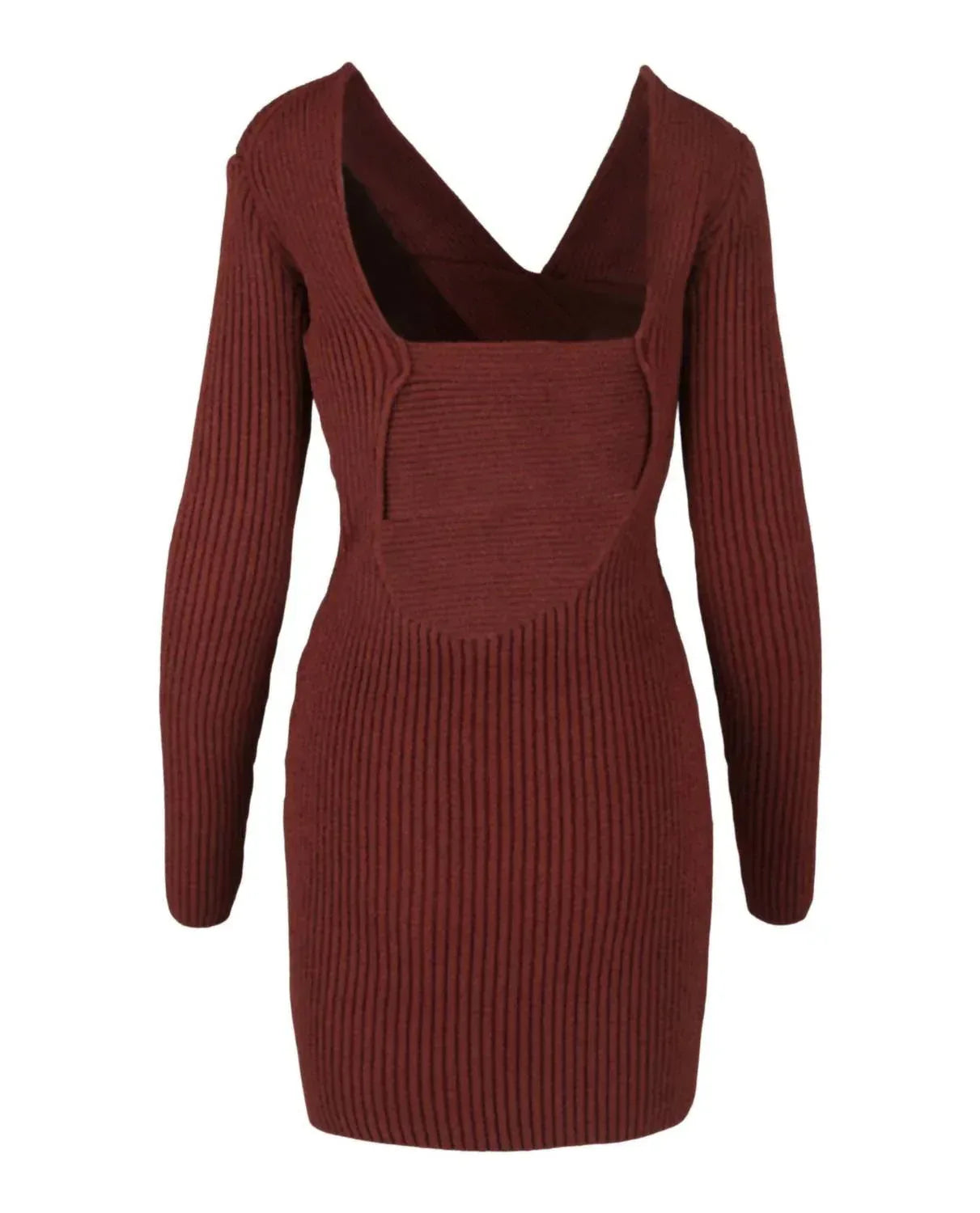 Asymmetrical V-Neck Sweater Dress