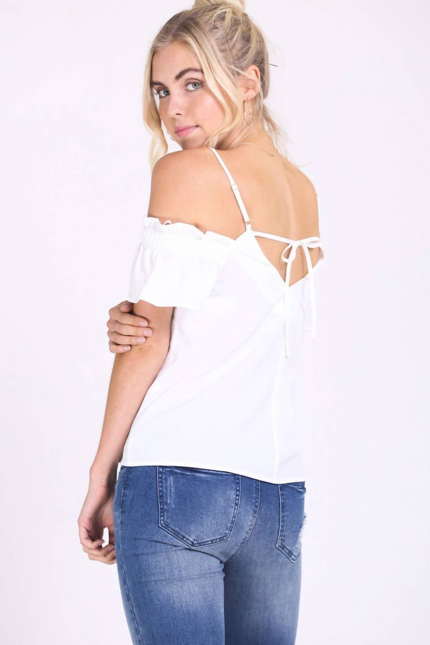 Ruffle Cold Shoulder Top