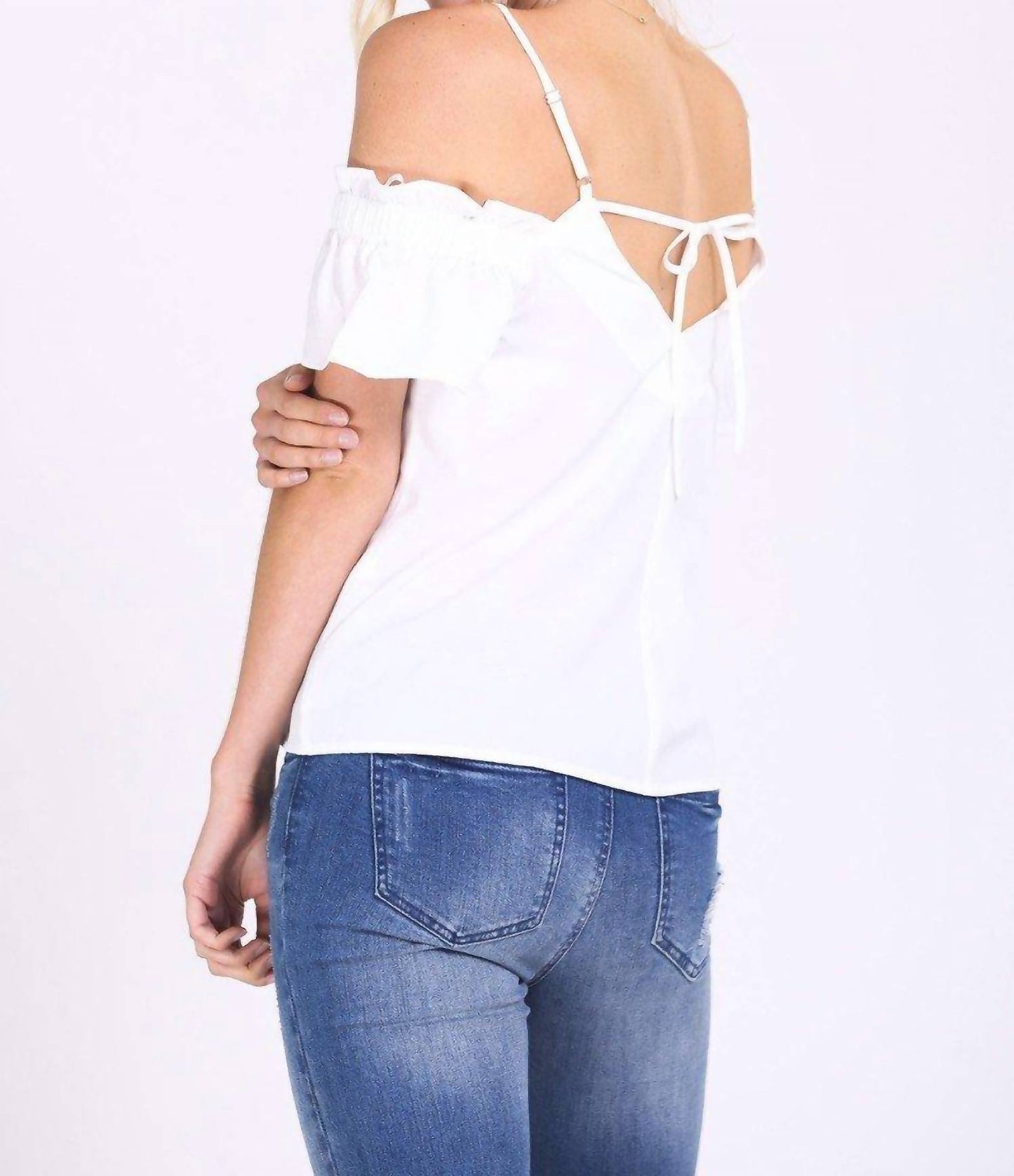 Ruffle Cold Shoulder Top