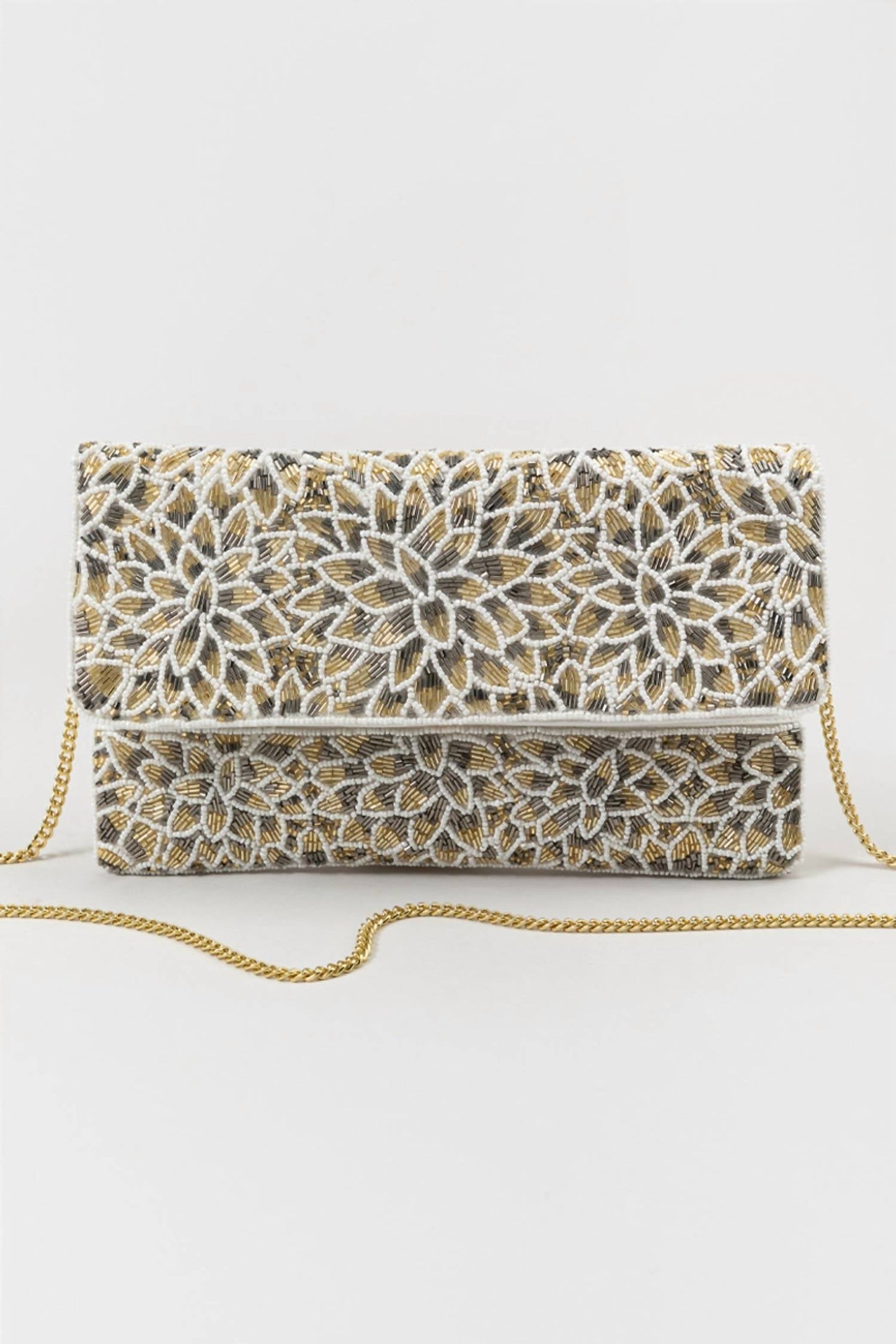 Geblümte Perlen-Clutch