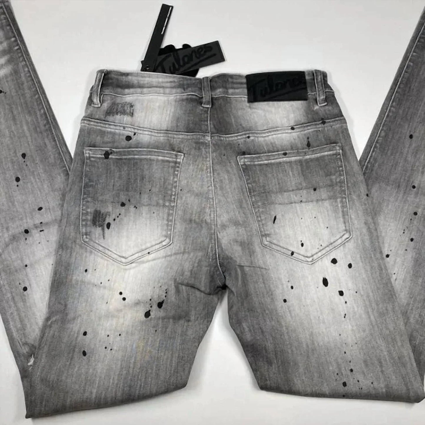 Men’s Paint Splash Two-hole Denim Skinny Jeans